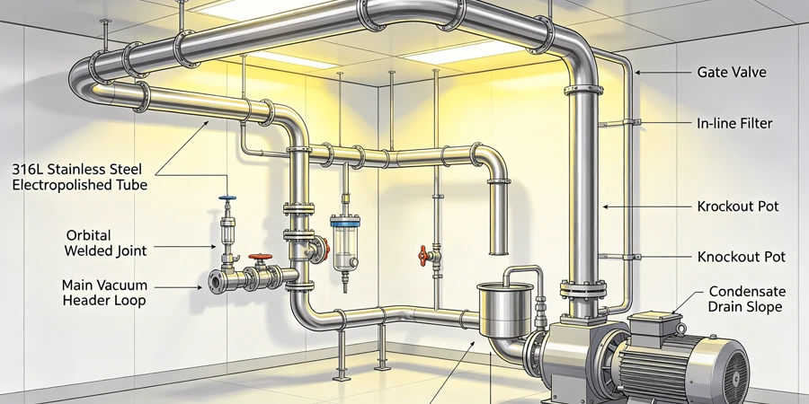 semiconductor cleanroom vacuum system piping